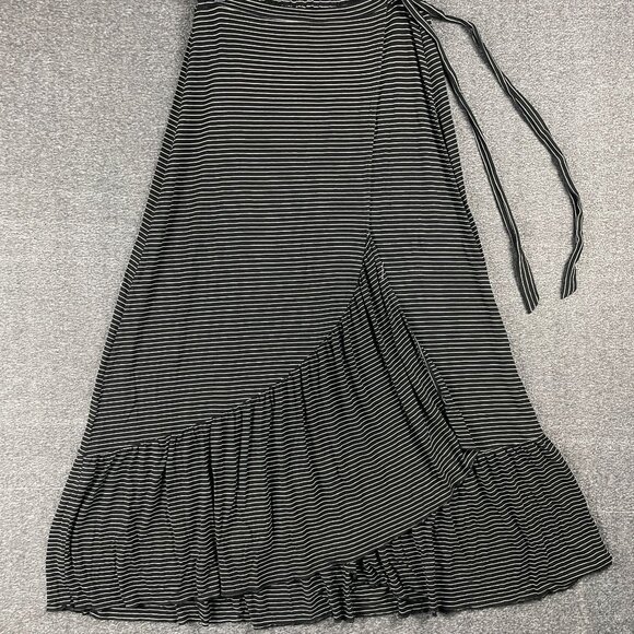 American Eagle Maxi Skirt Womens Size L Black Faux Wrap Office Casual Minimal - Picture 1 of 12